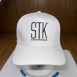 STK‎ Steakhouse White Snapback Hat Hit Perforated Breathable Mens Cap OSFM